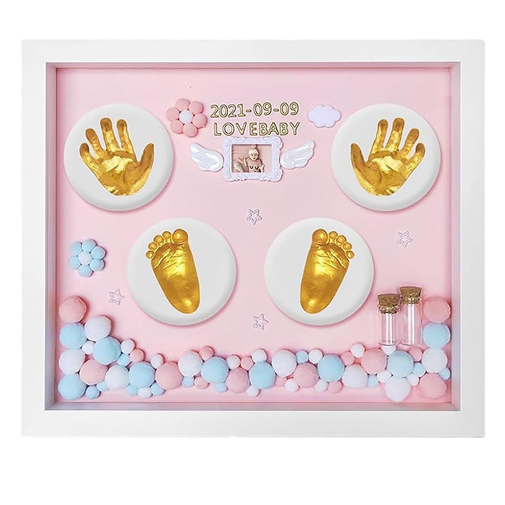 PATPAT Baby Clay Footprint & Hand Print Kit Golden Paints Baby Hand & Foot Clay Kit with Photo Frame & Accessories Newborn Handprint and Footprint Clay Kit, Baby Shower Gift for Girls (Pink) PATPAT Baby Clay Footprint & Hand Print Kit Golden Paints Baby Hand & Foot Clay Kit with Photo Frame & Accessories Newborn Handprint and Footprint Clay Kit, Baby Shower Gift for Girls (Pink)